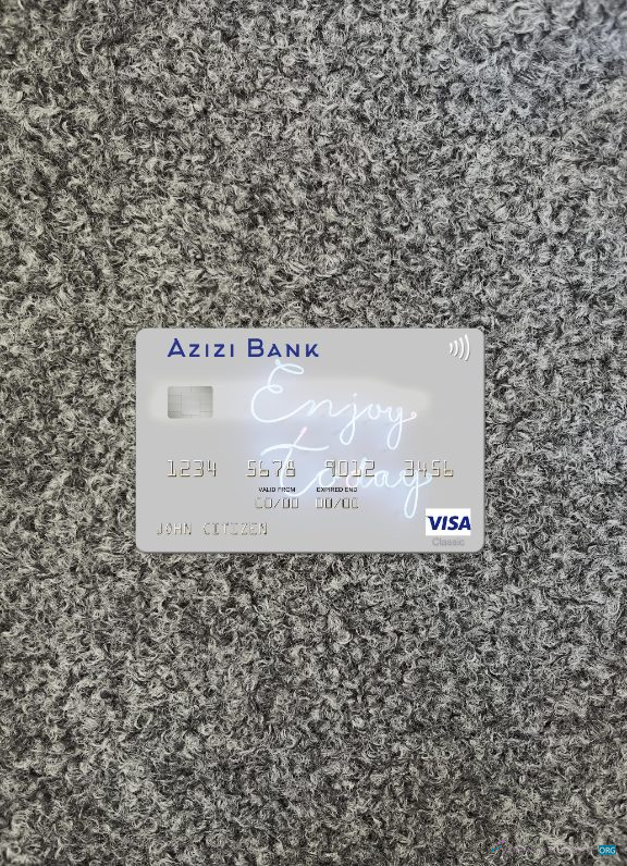 Download Afghanistan Azizi Bank visa card photolook front Photoshop template